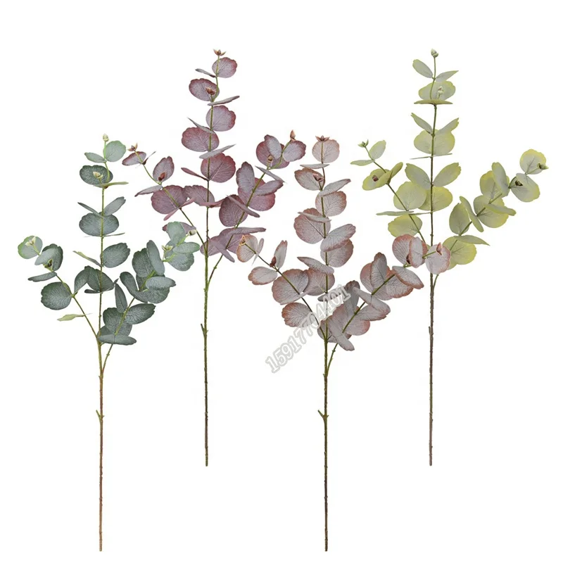High quality Realistic 3 head decoration leaves Artificial eucalyptus plant for decor