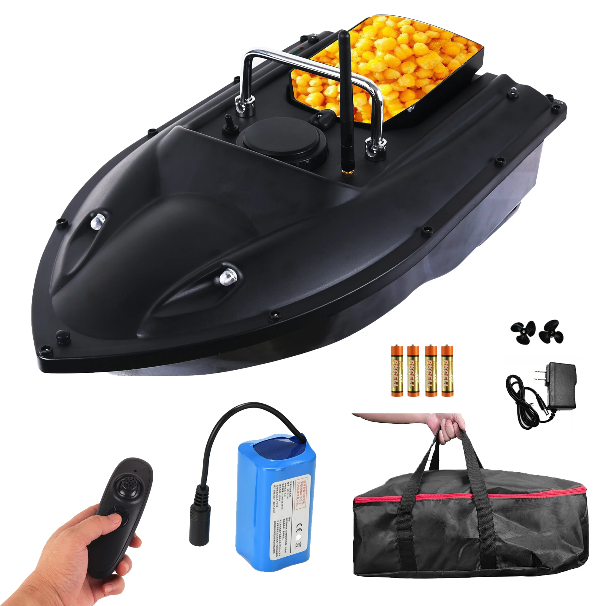 Stock in USA 12000 mAh large capacity rc fishing bait boat for carp fishing With night navigation light