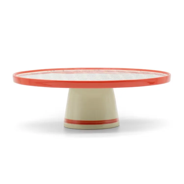 Wholesale ceramic dessert plate cake stands plates with base blue flower printing Japanese style collection