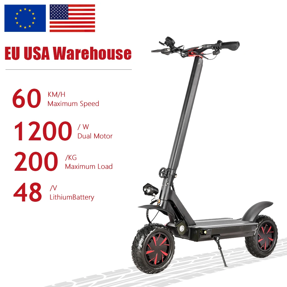 Ready To Ship Good Quality 52V 60V 1200W Dual Motor Electric Scooter With Single Rocker Arm Design