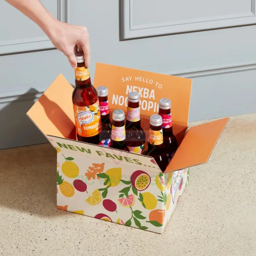 Custom Logo Cardboard 4 6 8 Pack Beverage Drink Cans Shipping Packaging Box for Juice Cans