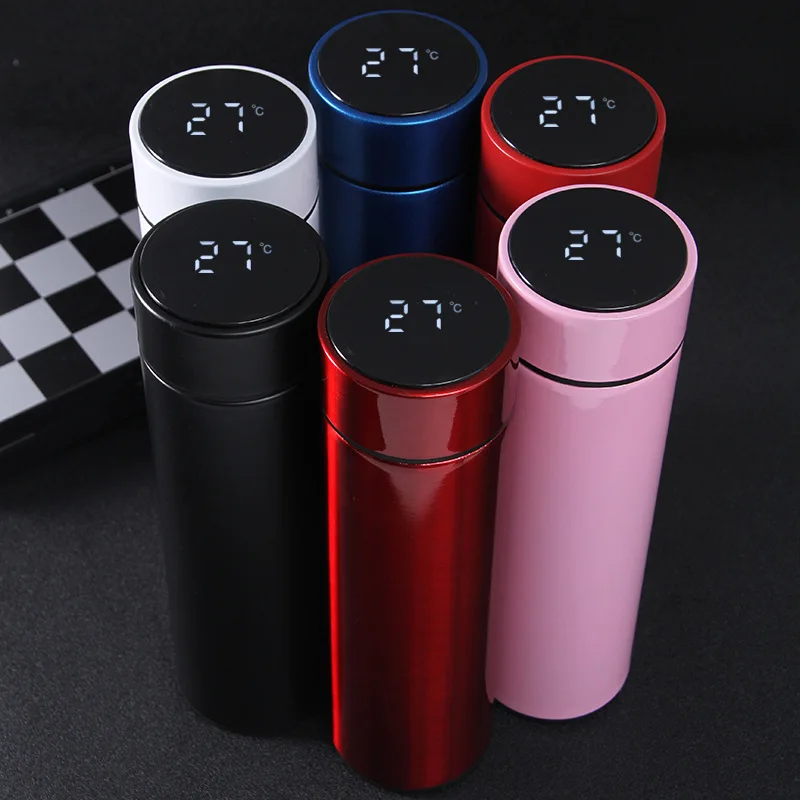 Thermos Smart Water Bottle Portable Double Wall Sealed LED Digital Display Stainless Steel Customized Mini Outdoor Sustainable