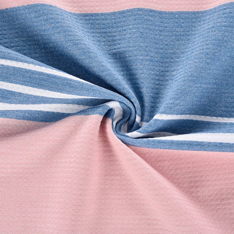 Anti-Static Jacquard Stripe Yarn-Dyed Fabric 47.5% Cotton 23.5% Viscose 24% Polyester 5% Spandex Knit Fabric For Polo Shirt