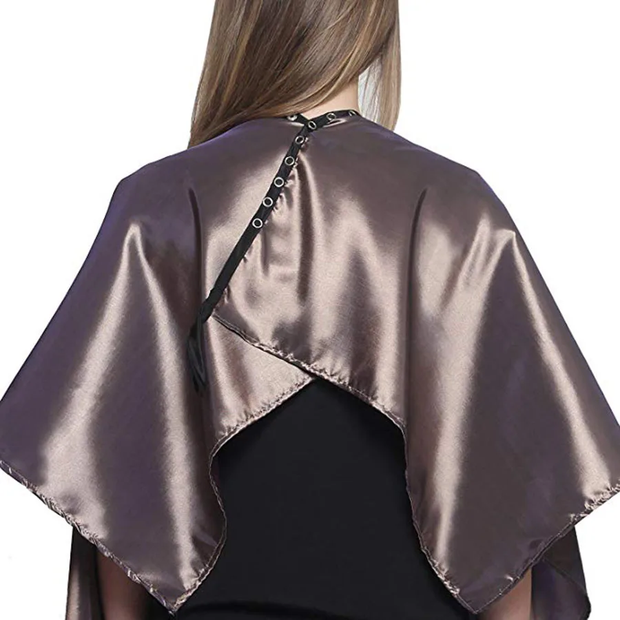 Z70 Anti Dirty Waterproof Women Hair Salon Cape With Adjustable Snap Button Closure Soft Satin Women Salon Cape