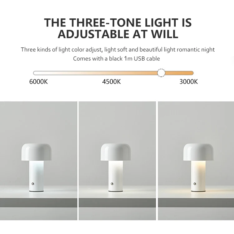 Mushroom Creative Small Table Lamp Rechargeable Cordless Touch Dimming Mini Night Light Bar Restaurant Hotel Led Table Lamps