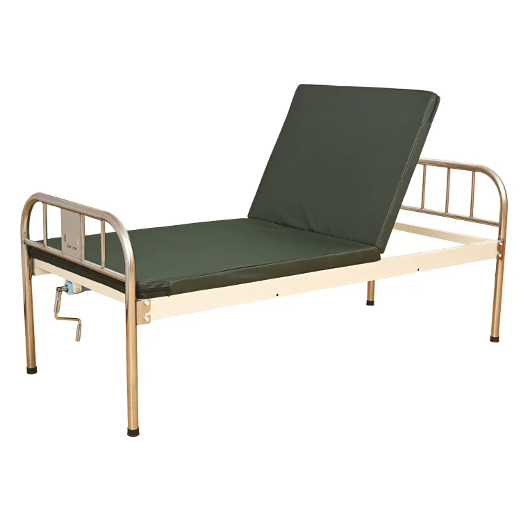Economic Adjustable Medical Manual Hospital Bed Single Function Stainless Steel Furniture with Mattress at a Competitive Price
