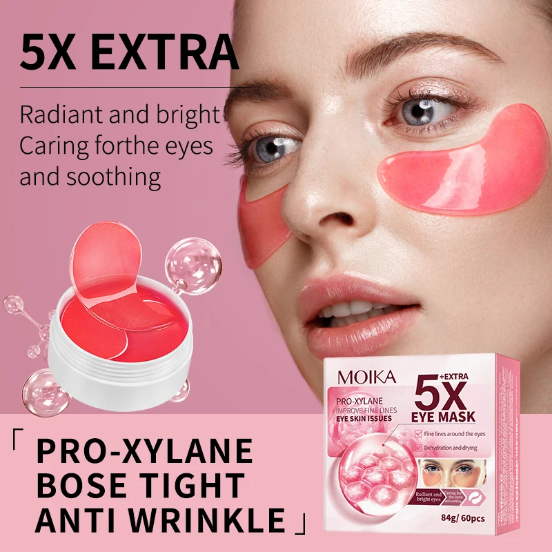 MOIKA OEM red ginseng seaweed black pearl eye mask Anti Wrinkle Crystal Collagen 24k Gold eye mask for dark Circle Under Patch
