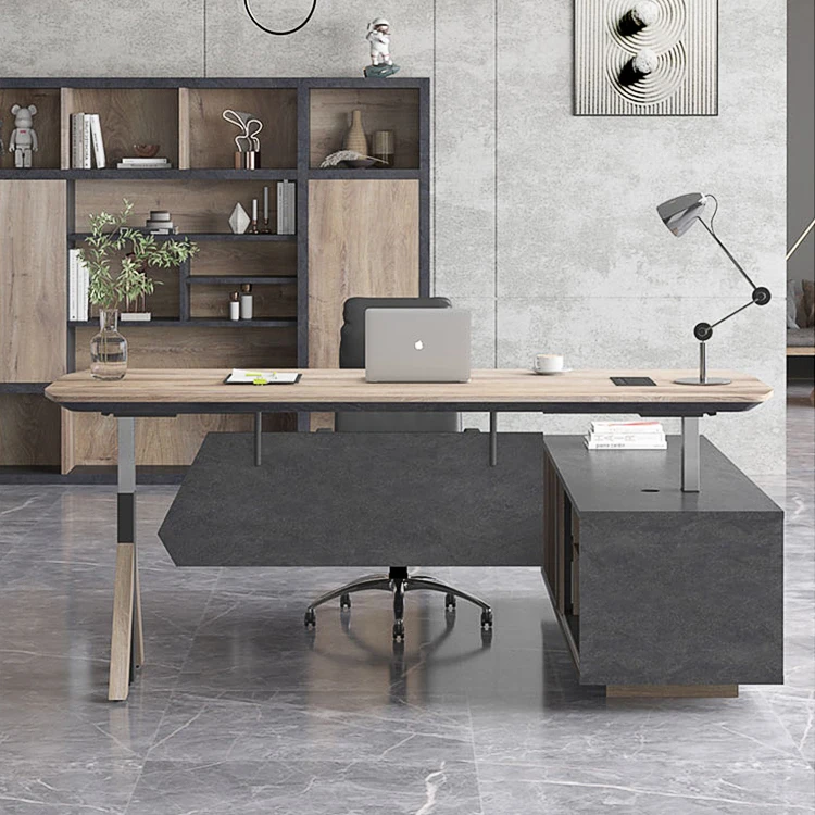 The Latest L-Shape Office Commercial Place Electric Height-adjustable Executive Manager Desk High End Modern Office Lifting Desk