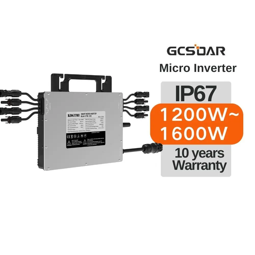GCSOAR IP67 10 Years Warranty GTMI-1200W Pure Sine Wave Match Home Appliance Grid Tie Micro Inverter with WIFI