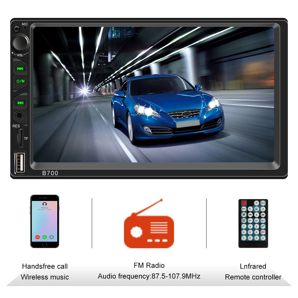  Двойные din 7 дюймов автомобиля радио mp5 mp4 плеер bT стерео mp3 сенсорный экран double deck автомобильный