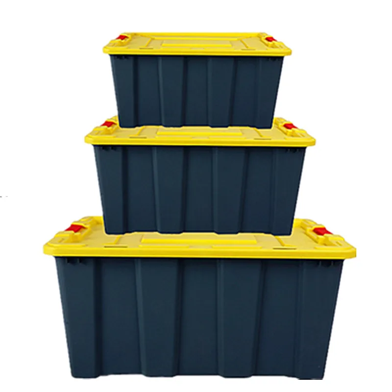 Custom Black Locks with Lids Multi-Size Oversized  Thick Durable Plastic Tool Storage Boxes and Containers