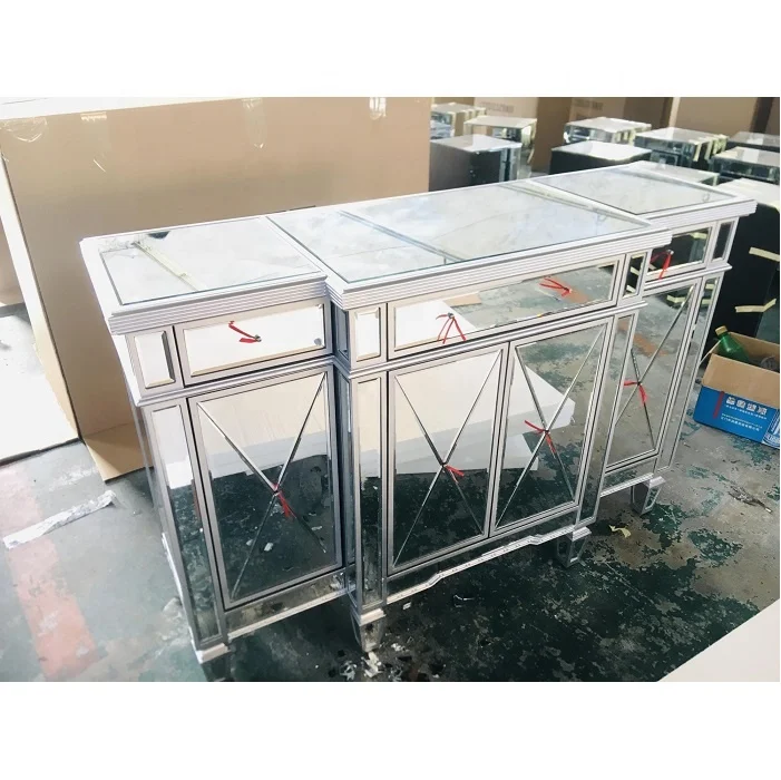2024 Foshan Factory Hot Sale Mirror Furniture Modern Design Cabinet Home Decorative Sideboard Living