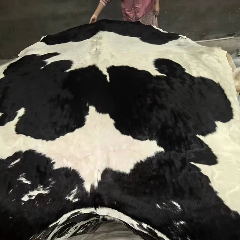 B 100% whole flower cow skin real cow skin black and white carpet used to make furniture sofa belt uggage shoes fabric