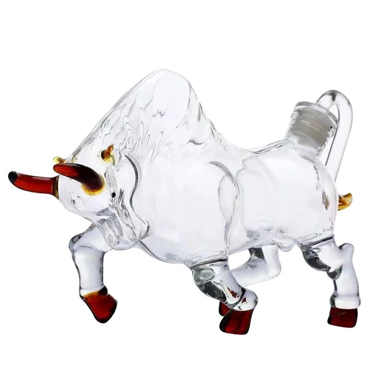custom Eco-friendly insulated cow shape glass decanter for whisky vodka tequila