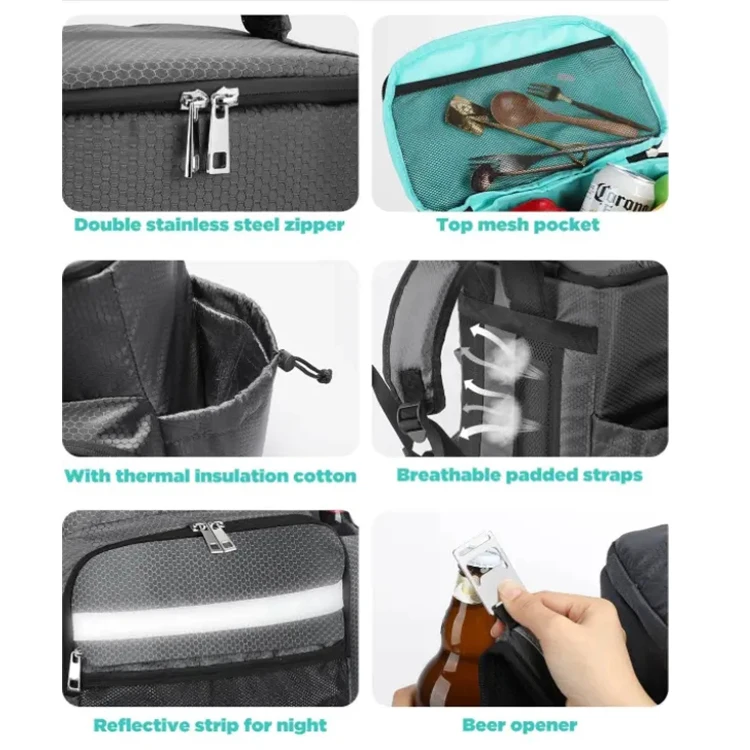 New Arrival Competitive Price Backpack Cooler Bag Portable Aluminum Foil Thermal Lined Insulation Cooler Backpack With Wine Bag