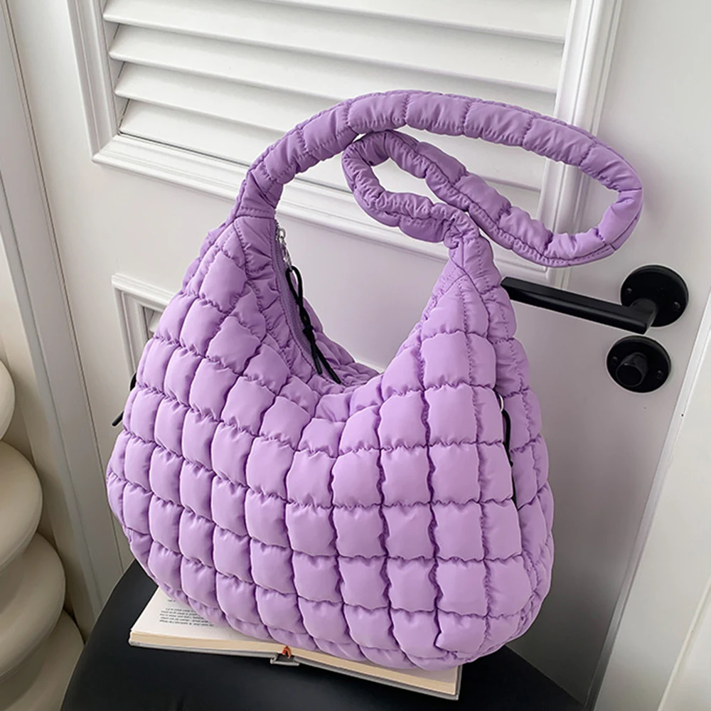 Fashion Polyester Puffer Hobo Bag Casual Popular Sport Bags Large Capacity Ladies Shoulder Bags