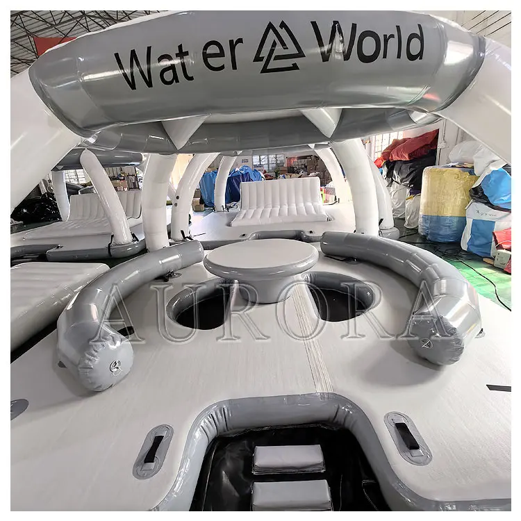 Inflatable water party floating boat island water park inflatable water floating world