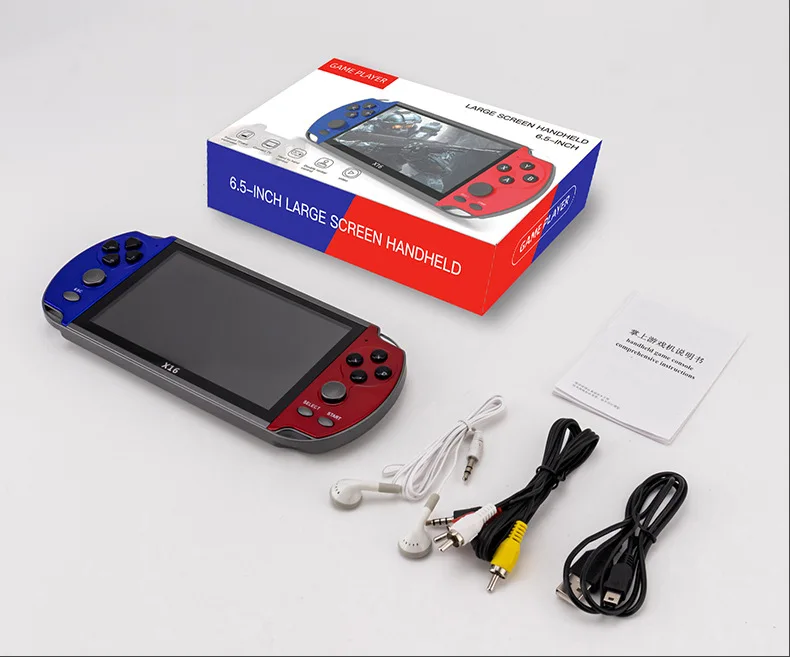 New 6.5-inch HD X16 handheld video game console Portable arcade retro classic TV game console support download archive