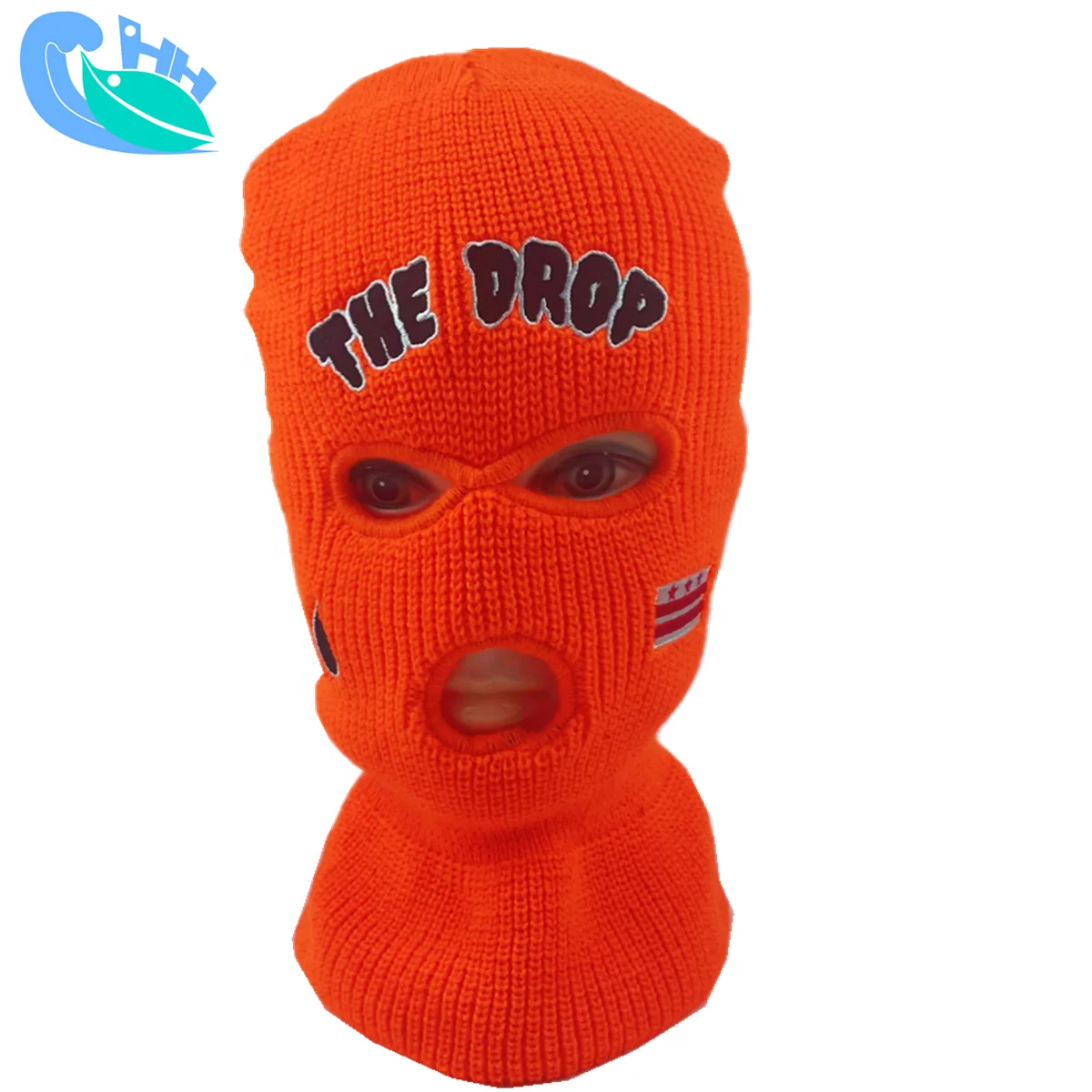 Custom Embroidery Jacquard logo Full Face Cover 3 hole pink Bandit balaclava designer knit hat beanie ski mask for man