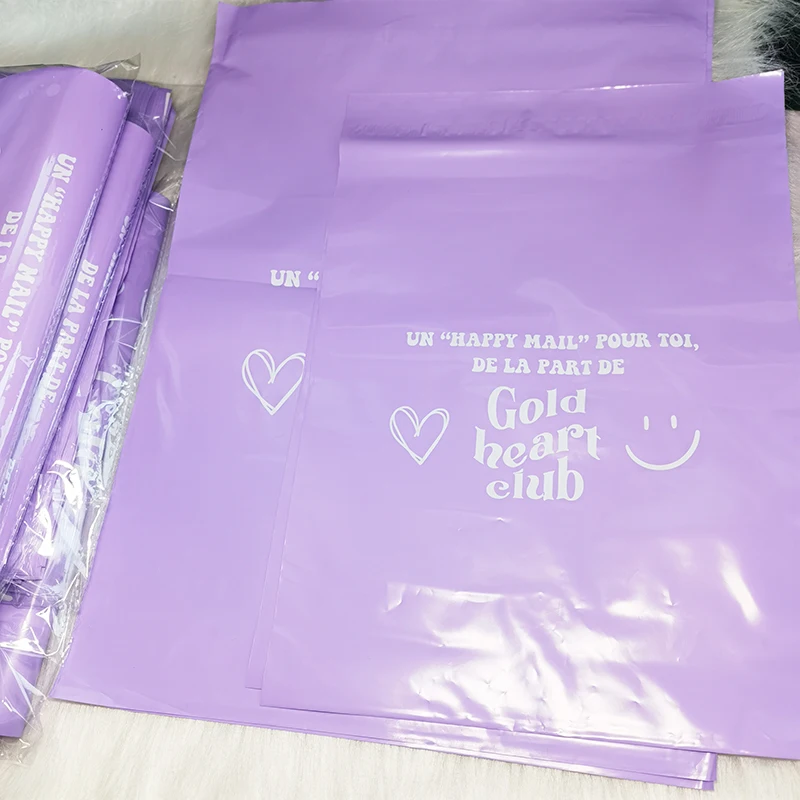 Custom logo eco-friendly purple plastic shipping envelopes poly mailers express courier mailing packaging bags