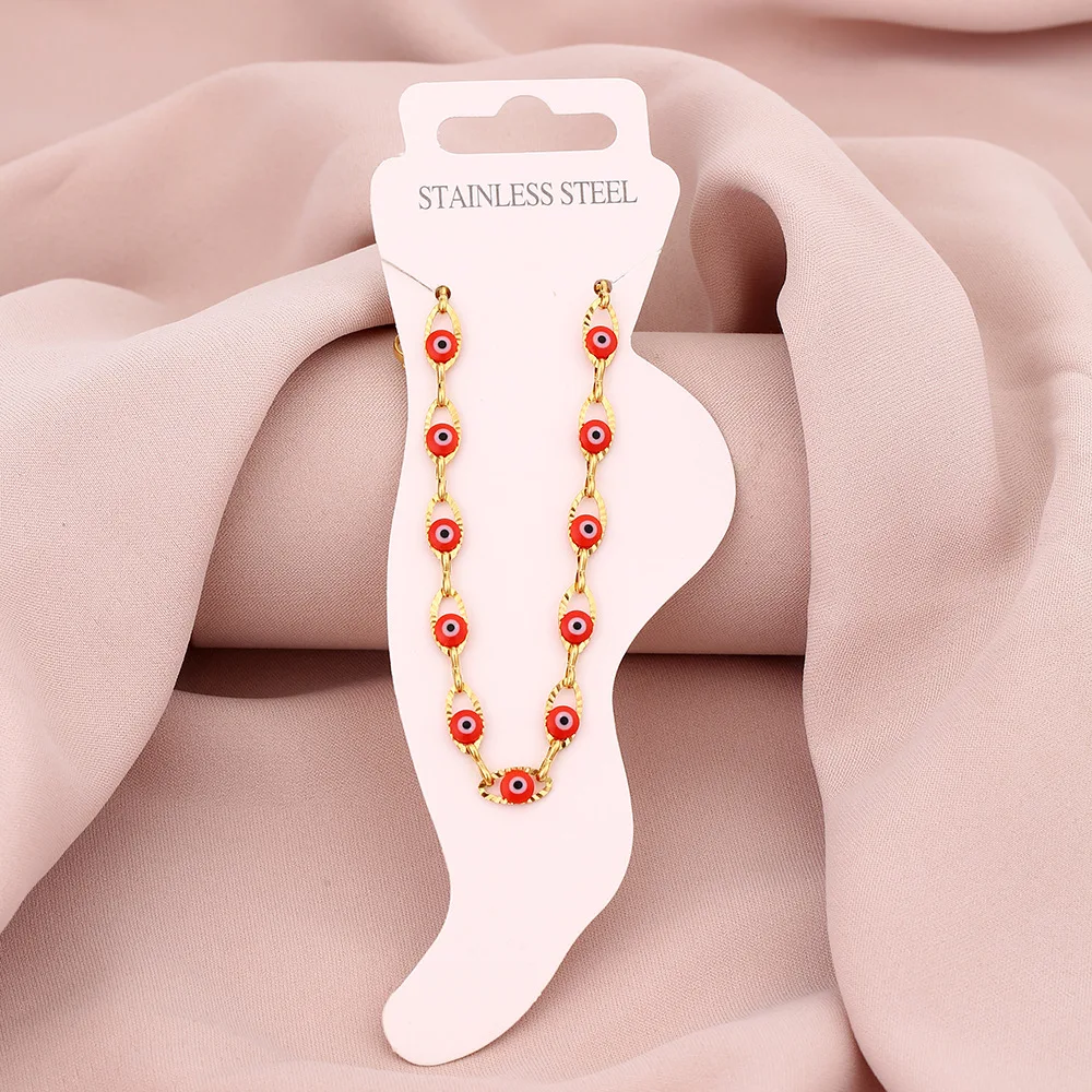 Summer fashion all-match couple titanium steel anklet girl dripping eyes feet Chain accessory anklet