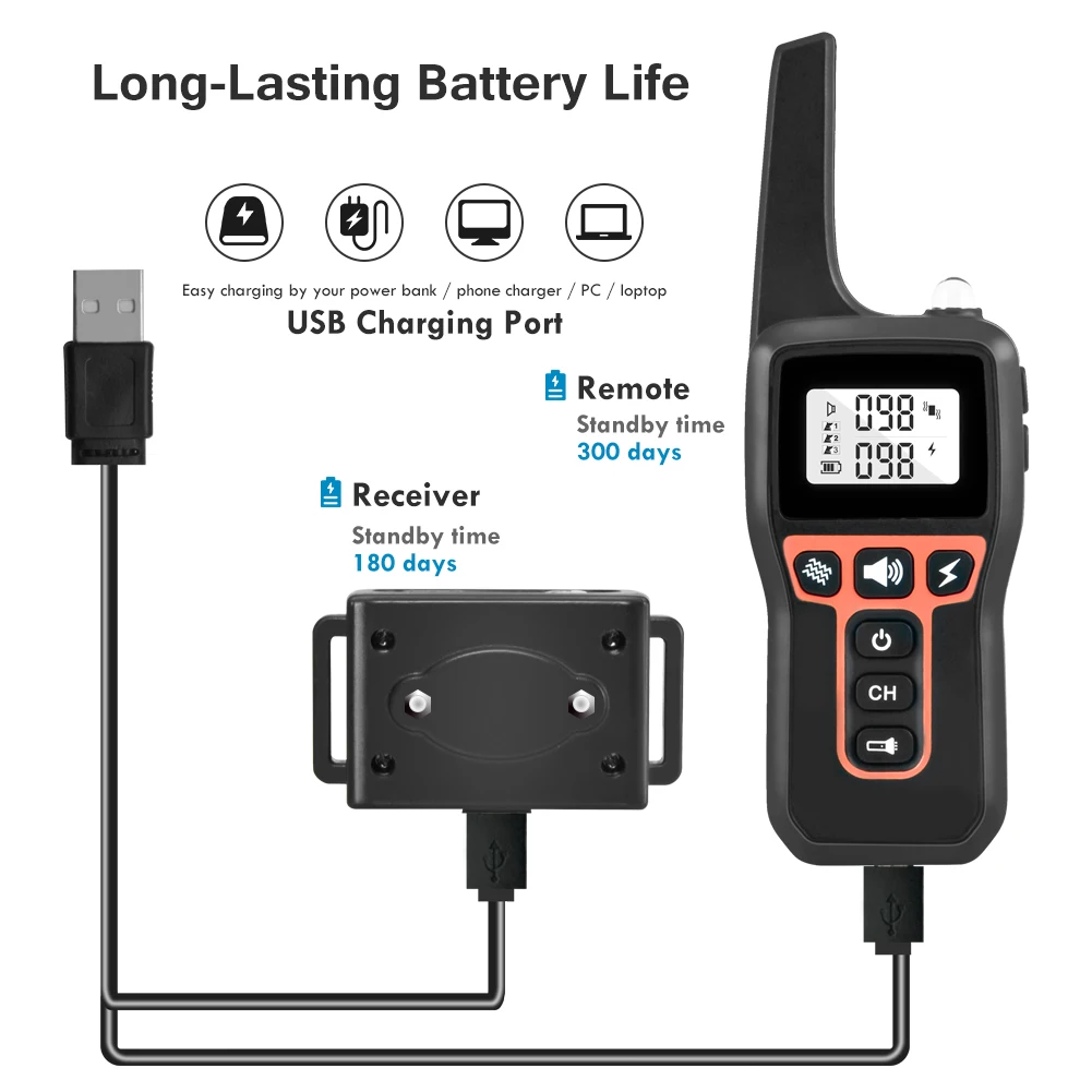 3300ft Dog Training Collar with Remote for 4-120lbs Small Medium Large Dogs Rechargeable Waterproof E-Collars with Led Light