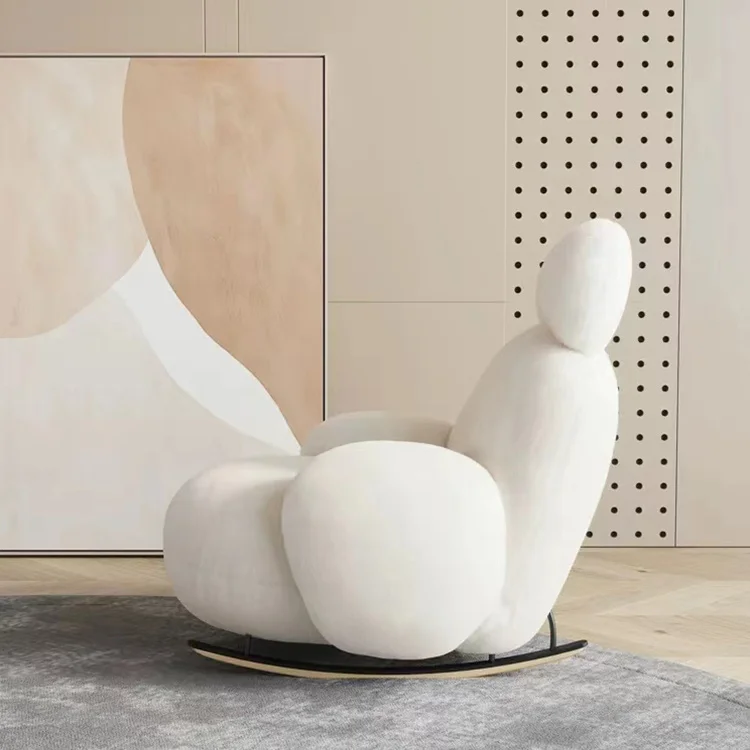 White Teddy Velvet Chairs Accent Chair Modern Rocking Chair Sofa For Home