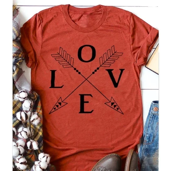 Love Arrow O-Neck T-Shirt Tee