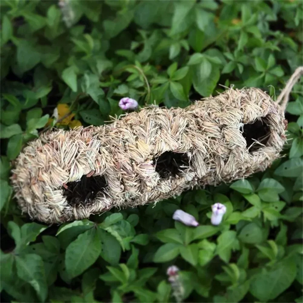 WILDMX Birds Nest Cage Natural Grass Egg Birdhouse Feeder Outdoor Decoration Hanging