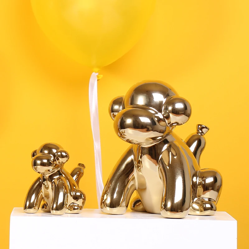 Golden Ceramic Abstract Monkey Figurines Craft Home Decor Animal Sculptures and Statues Handmade Artware Gift Decorations