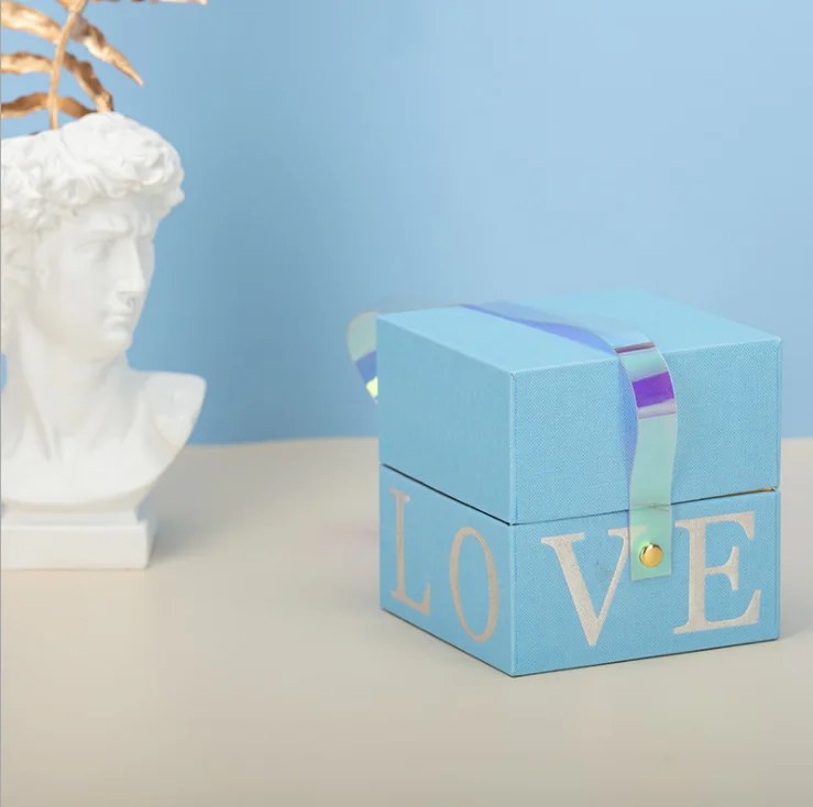 Orange cardboard closed custom packaging square gift box