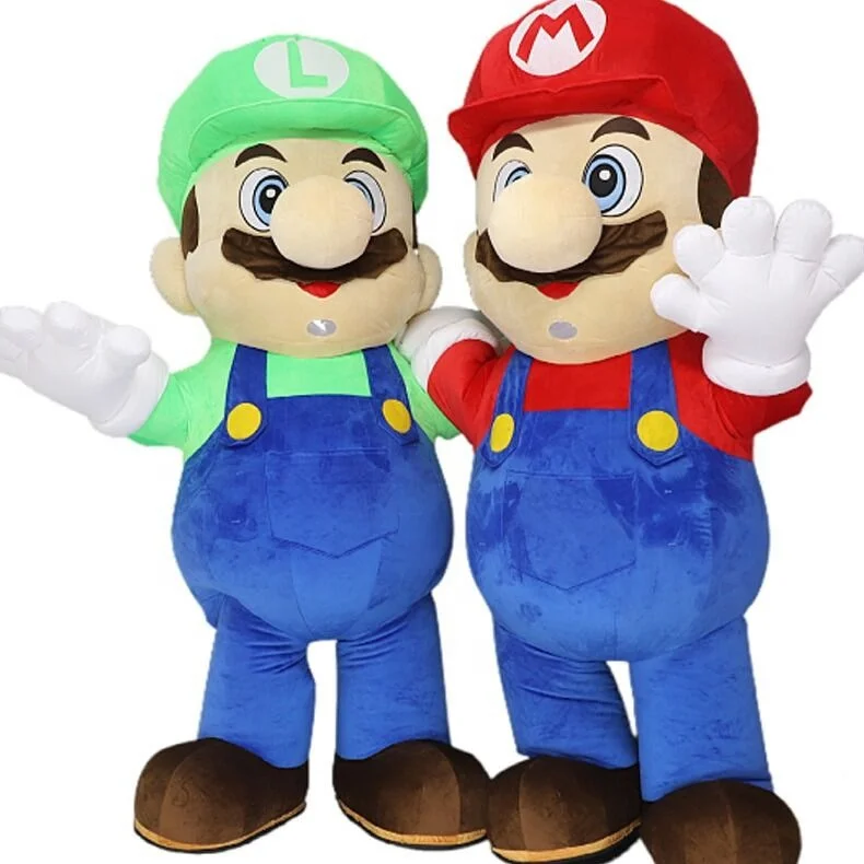 Best selling inflatable cartoon character  mario luigi mascot costume for sale cartoon costumes for holiday event
