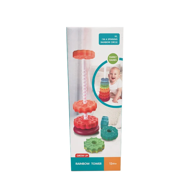 Early educational Colorful Learning jogo de cerebro Denkspiel beyin oyunu Rainbow Revolving Tower Playing Kids toy