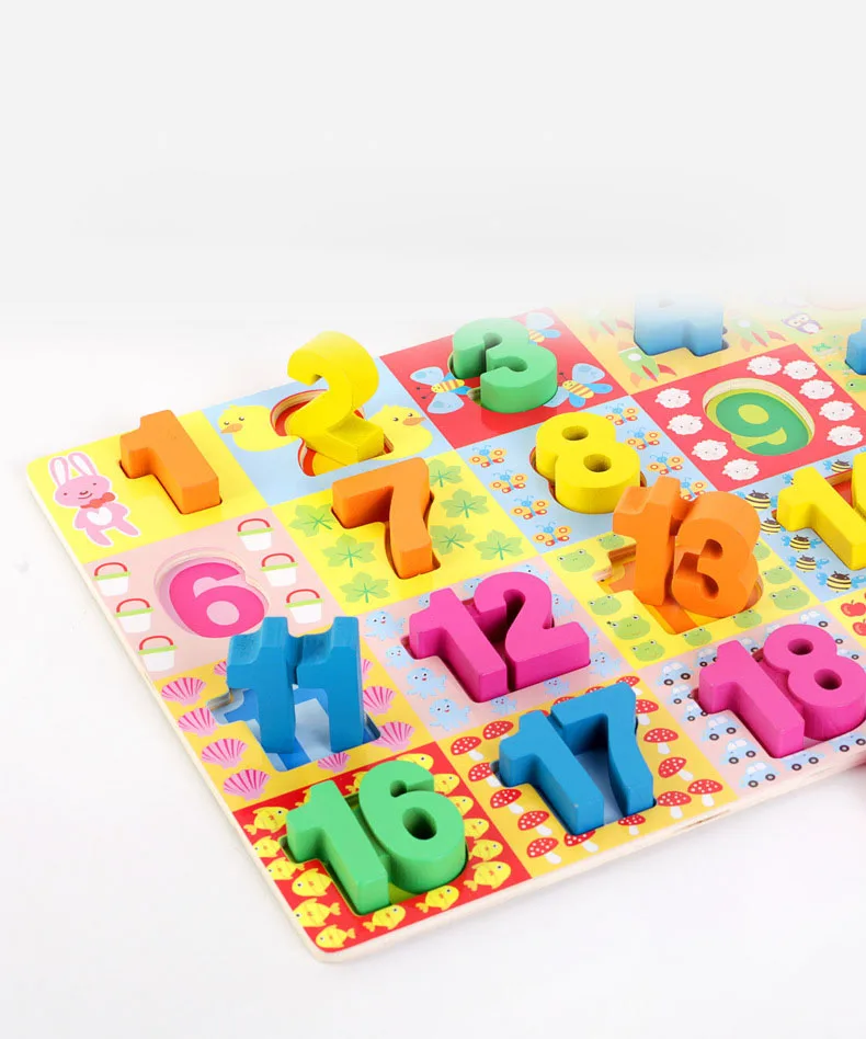 ABC Digital Wooden Jigsaw Puzzle Early Learning Alphabet Number Puzzles Preschool Educational Baby Toys for Children