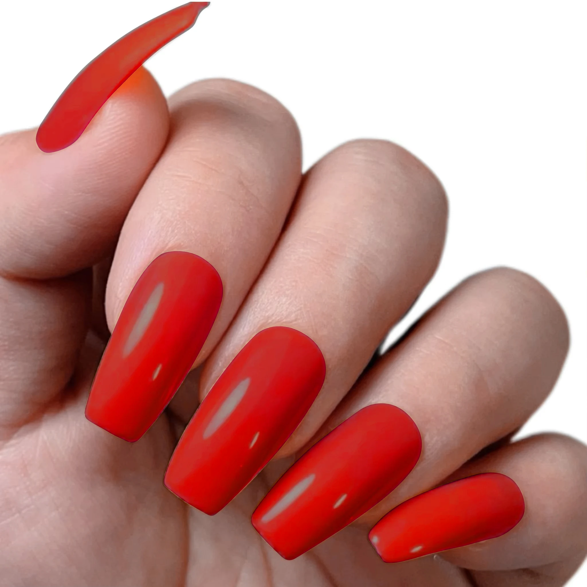 2024 Newest Red Press-On NailsSolid Color Wear Type Manicure Elegant Simple Nails Beauty Nail Art for Women