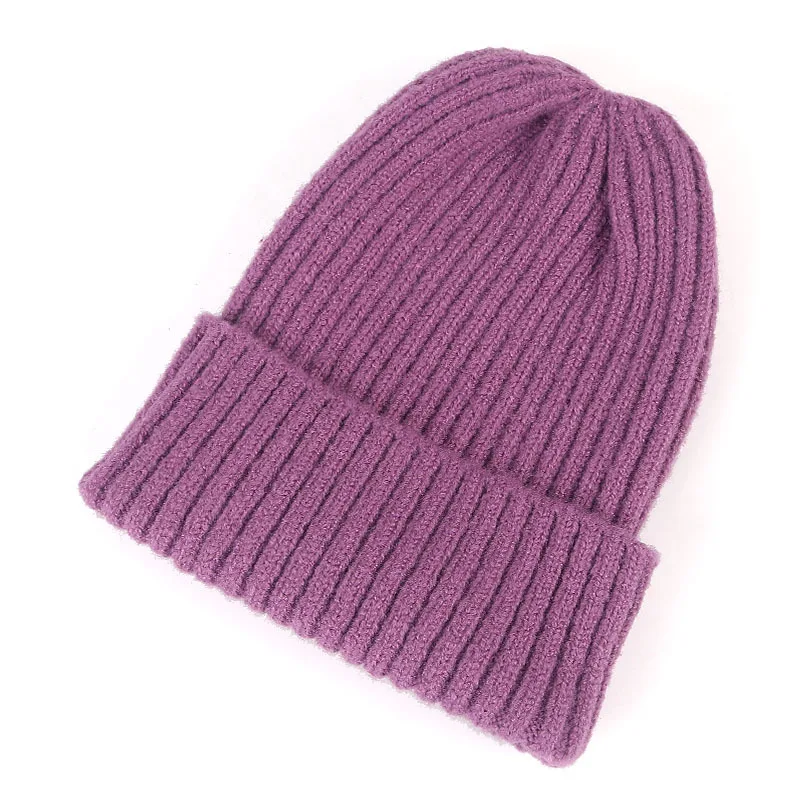 Stock Wholesale Promotion Unisex Acrylic Plain Warm Knit Beanie Winter Hats For Adults