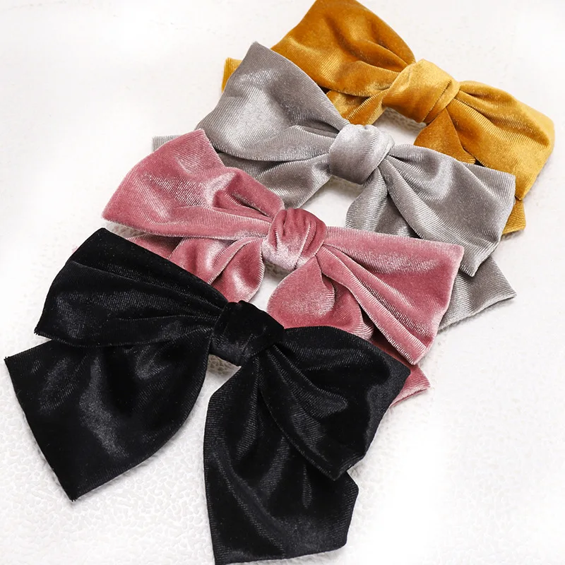 Fashion Big Korea Velvet  Bows Wholesale 12 Colors Hair Bows Clip for Girls Hair Woman Hair Accessory