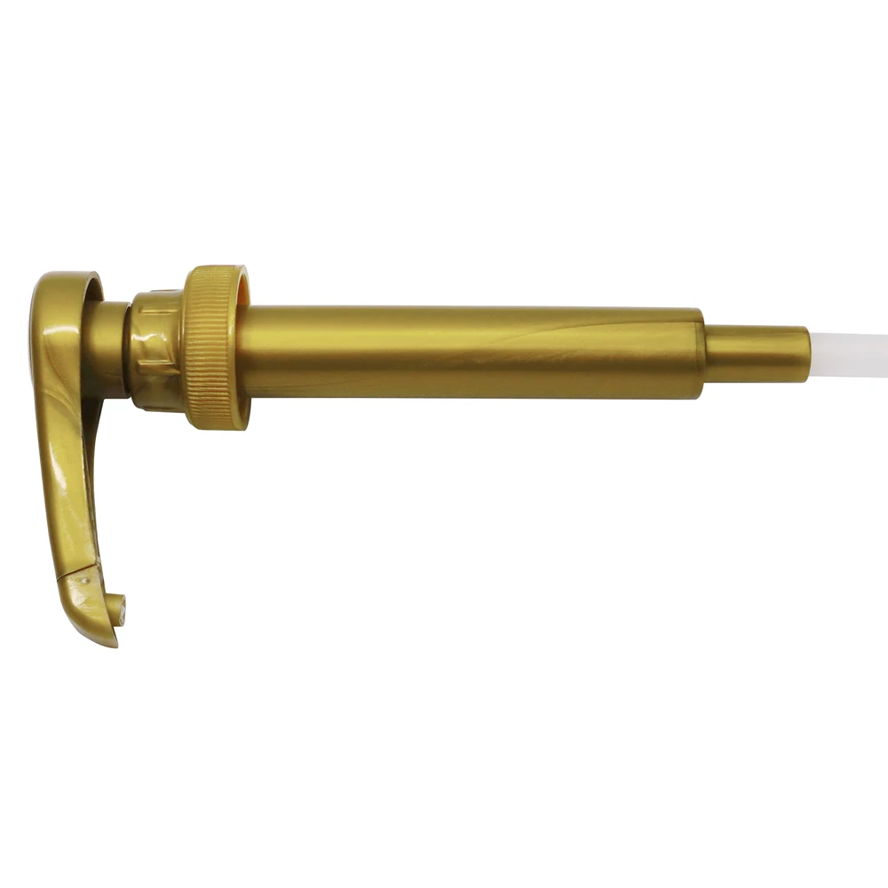 Smooth Screw Surface Golden Plastic 28/400 Syrup Pump for Food Sauce Dispenser Bottle