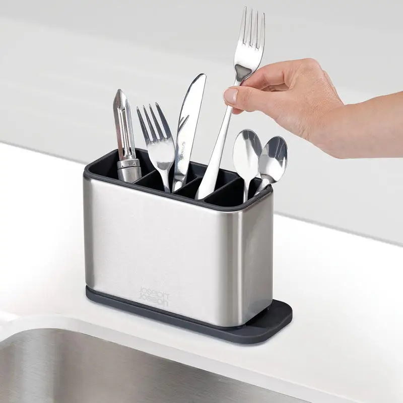 High Quality Silver Surface Cutlery Utensil Drainer Stainless Steel Kitchen Drying Basket Holder