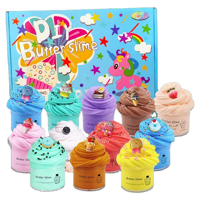 Popular Butter Fluffy Kids Mud Toys Color Slime Crystal Slime Kit Glitter Play Dough Slime Toy Set for Kids