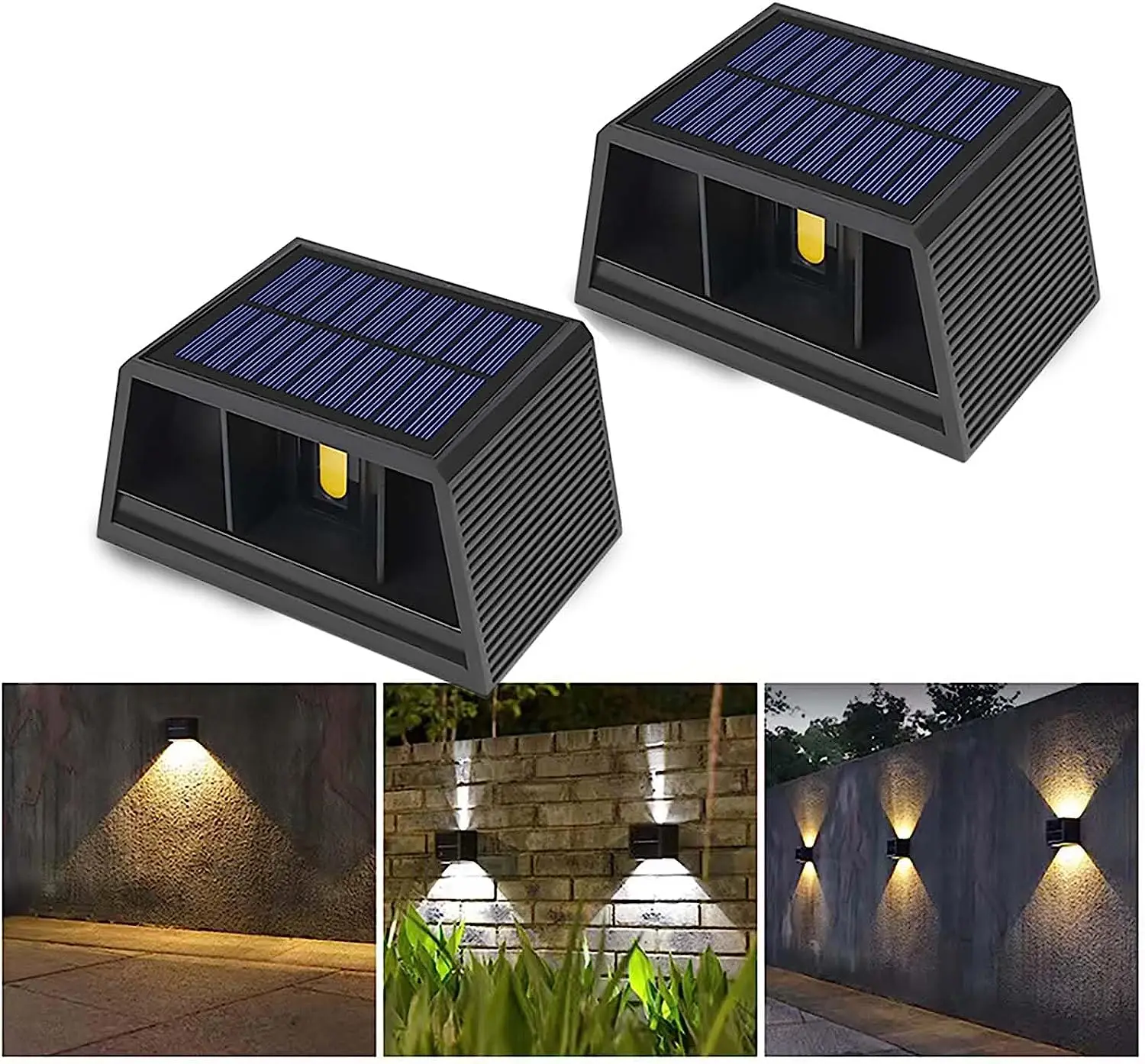 Hot Selling Dimmable Outdoor Ip65 Waterproof Garden Villa Wall Light Decoration Up And Down Abs Led Solar Wall Lamp
