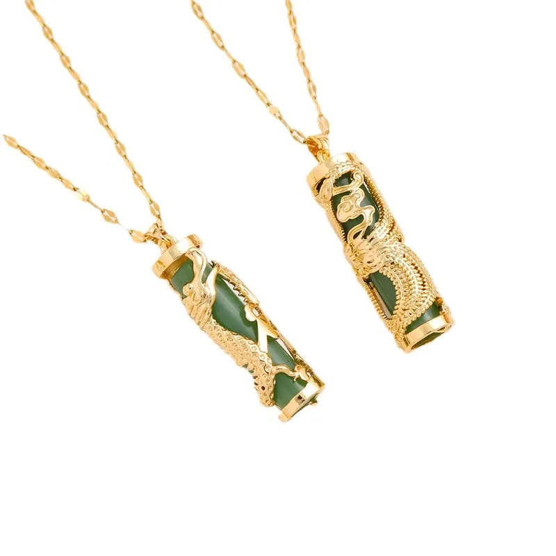 DAIHE Chinese style stainless steel gold-plated pendant necklace