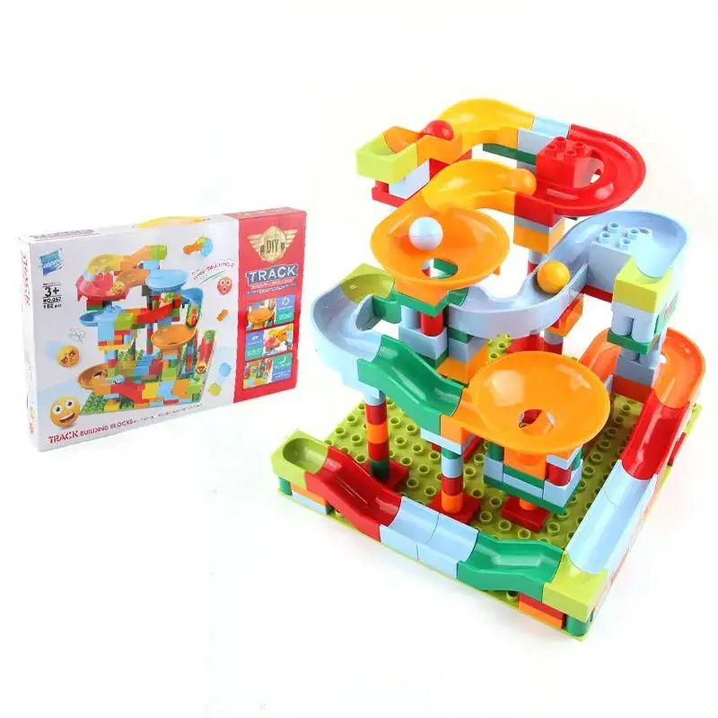 344/514pcs ABS Plastic Marble Run Plastic Race Kids Educational Creative Track Maze Slideway Toy Track Building Blocks Gift
