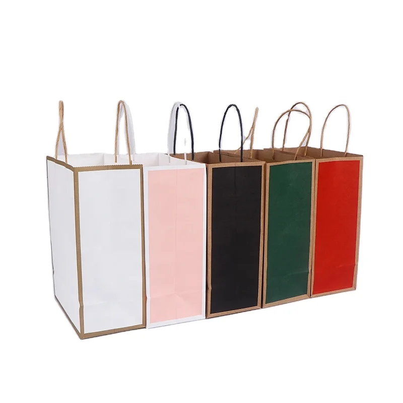 Custom Twist Kraft Paper Bag with Handle All Offset Printing Types of Paper Clothing Shopping Bags with Handle Shoes & Clothing