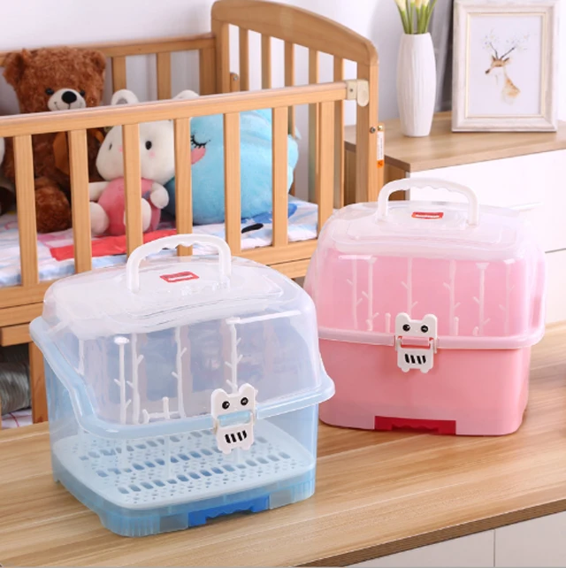 Household baby milk bottle drying racks plastic storage box
