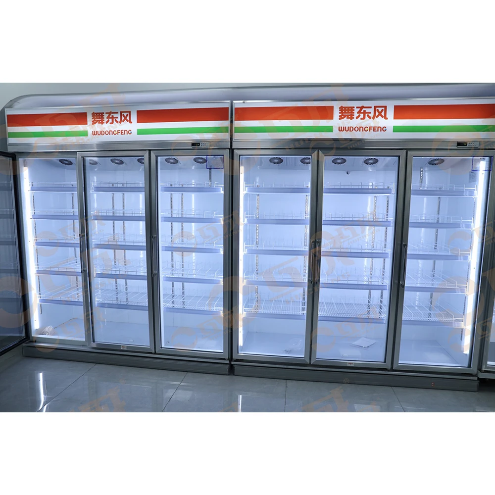 4 Door Big Refrigerator Cooling Beer Beverage Glass Display Cabinet Smart Bar Drink Fridge