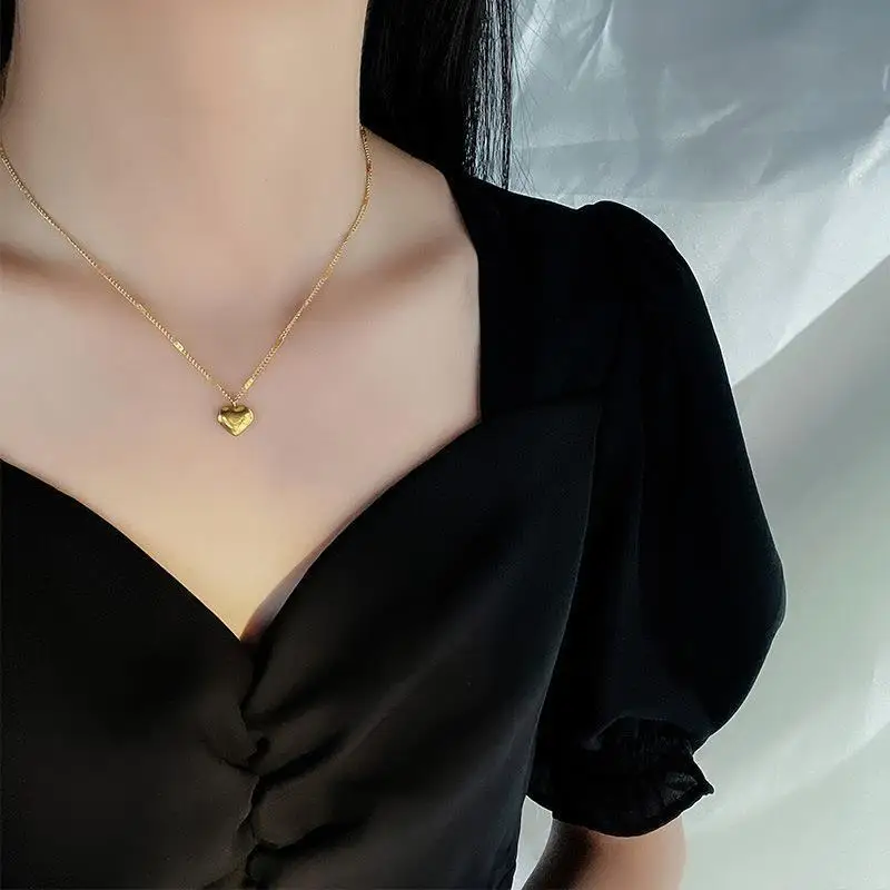 Wholesale Fashion Jewelry Gold Plated Stainless Steel Heart Pendant Necklace for Women