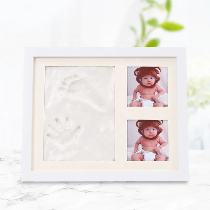 New Wholesale Baby Clay Footprint Hand Print Kit Baby Handprint Kit table top frame with non toxicd clay included