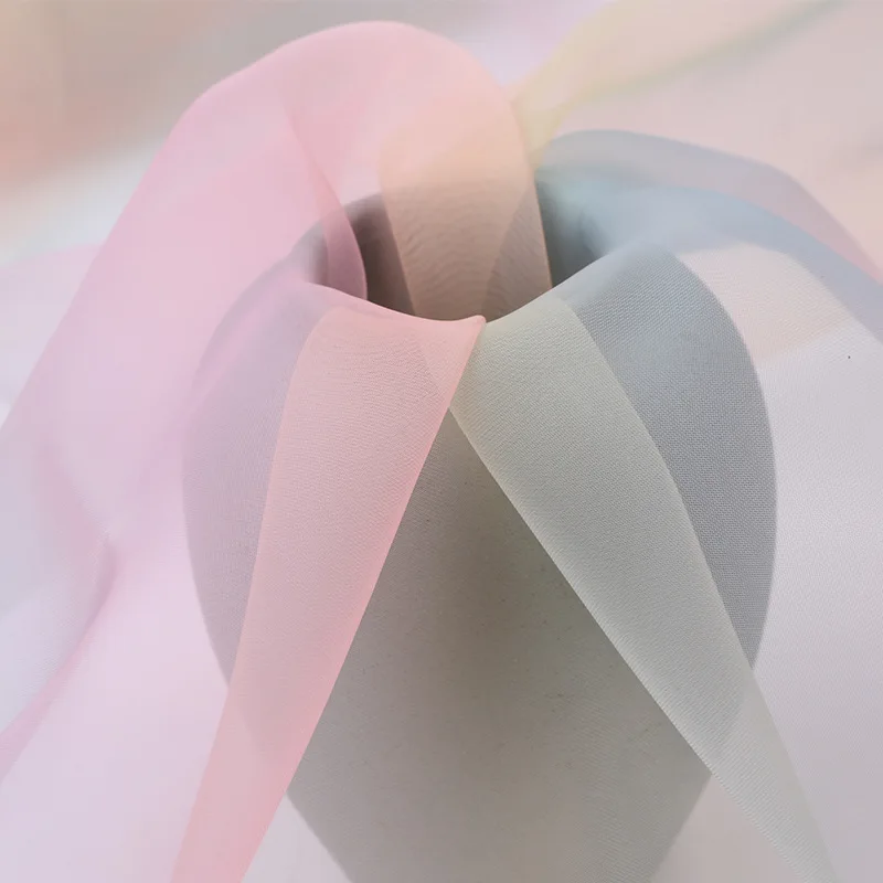 Hot sell polyester hand soft gradient digital print organza silk fabric for dress