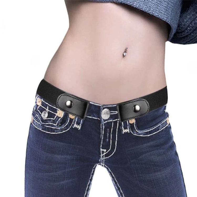 Adjustable Stretch Women Waist Belt Comfortable Invisible Canvas Elastic Jeans Pants Fabric No Buckle Belt